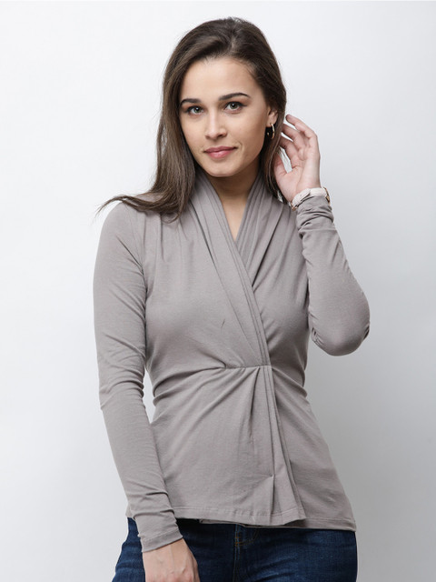 BAESD Cowl Neck Cotton Wrap Top