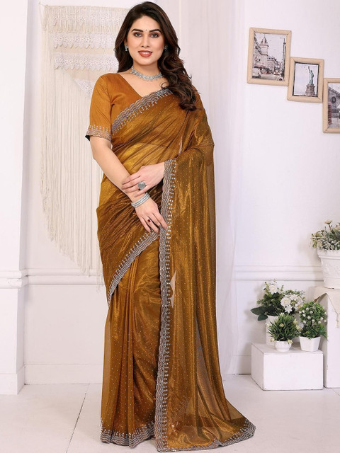 STYLETONE Embellished Sequinned Net Heavy Work Saree