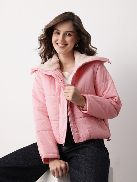 Mast & Harbour Spread Collar Faux Fur Padded Jacket