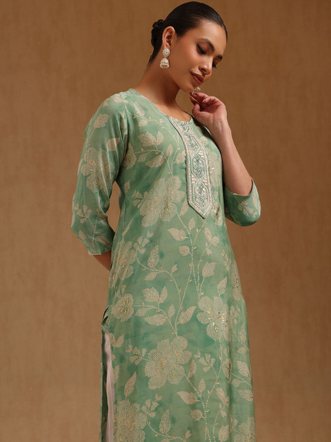 Soch Women Floral Printed Thread Work Kurta - Image 4