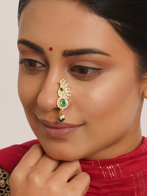 Mali Fionna Gold-Plated Artificial Stones and Beads Stud Nosepin - Image 4