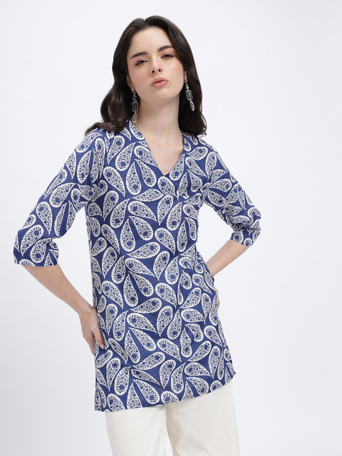 Anouk Rustic Floral Printed V-Neck Straight Kurti