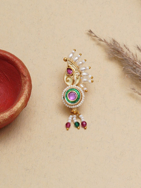 Mali Fionna Gold-Plated Artificial Stones and Beads Stud Nosepin