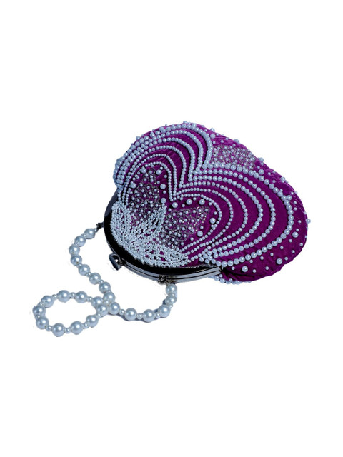 VRPS Handicrafts Embroidered Embellished Half Moon Clutch - Image 5