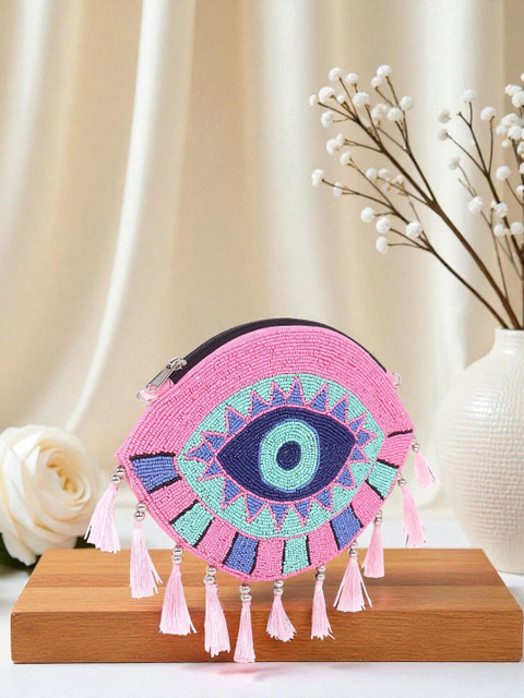 VRPS Handicrafts Embroidered Embellished Box Clutch