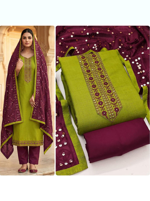 HMP Fashion Embroidered Unstitched Dress Material