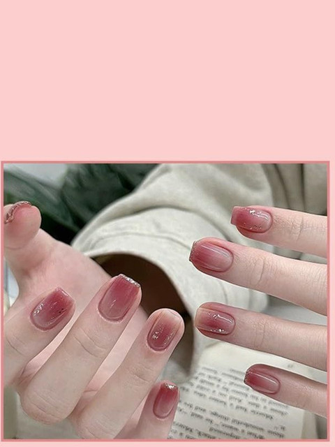 STYFY Set Of 24 Reusable Press On Artificial Nails With Glue & Manicure Kit - Sorbet