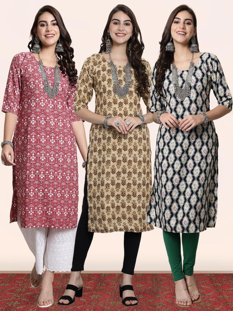 popmantra Women Ethnic Motifs Printed Crepe Kurta