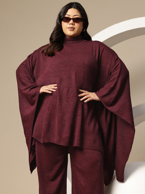 Sztori Plus Size High-Neck Co-Ord Set with Asymmetric Hem