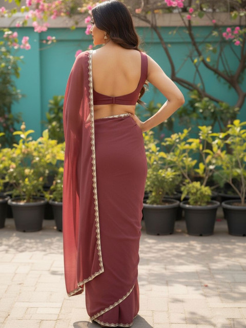 LOROFY Beads and Stones Silk Blend Saree - Image 3