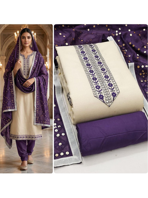 HMP Fashion Embroidered Unstitched Dress Material