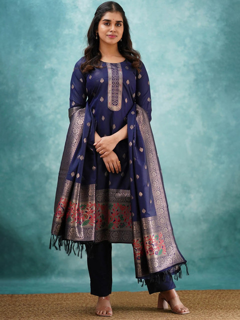 TURITY Women Ethnic Motifs Regular Kurta with Trousers & With Dupatta