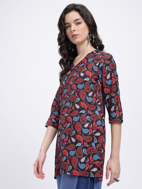 Anouk Rustic Paisley Printed V-Neck Kurti - Image 4