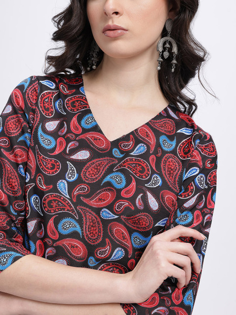 Anouk Rustic Paisley Printed V-Neck Kurti - Image 3