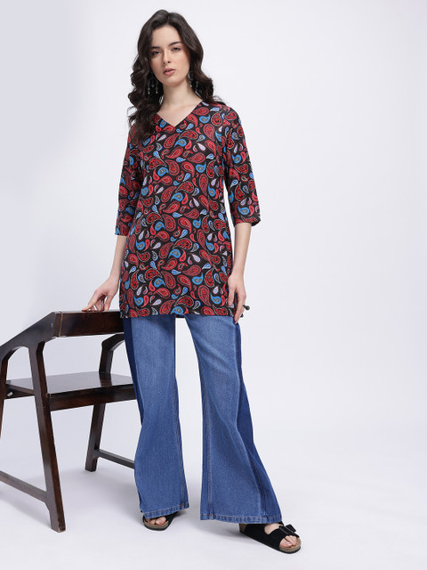 Anouk Rustic Paisley Printed V-Neck Kurti - Image 6