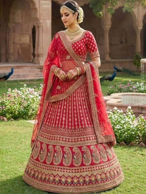 JIYANA WOMENS CHOICE Embroidered Semi-Stitched Lehenga & Unstitched Blouse With Dupatta