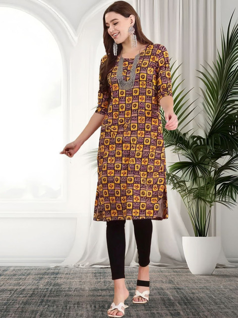 popmantra Women Ethnic Motifs Printed Crepe Kurta - Image 2
