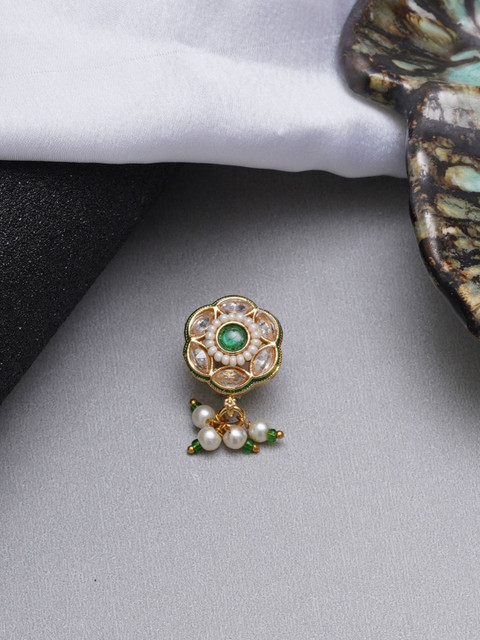 Mali Fionna Gold-Plated Artificial Stones and Beads Stud Nosepin
