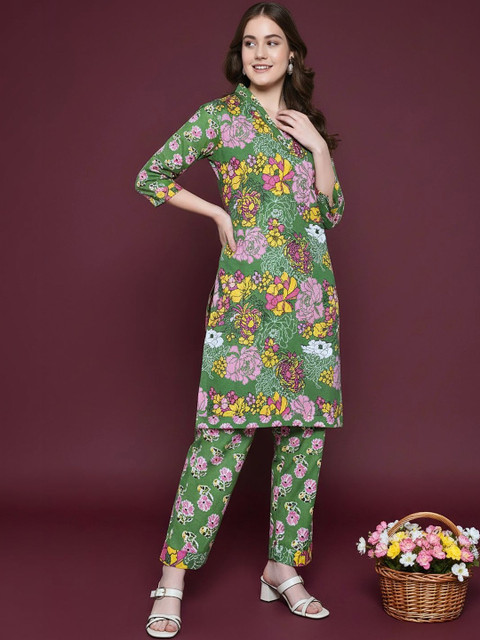 GLSGM Printed Pure Cotton Tunic With Trousers Co-Ords