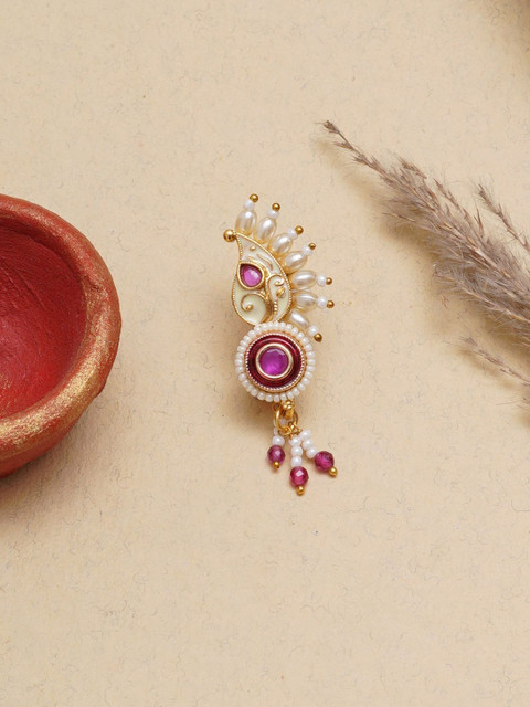 Mali Fionna Gold-Plated Artificial Stones and Beads Stud Nosepin