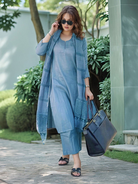 Lee Moda Women Regular Kurta with Trousers & With Dupatta