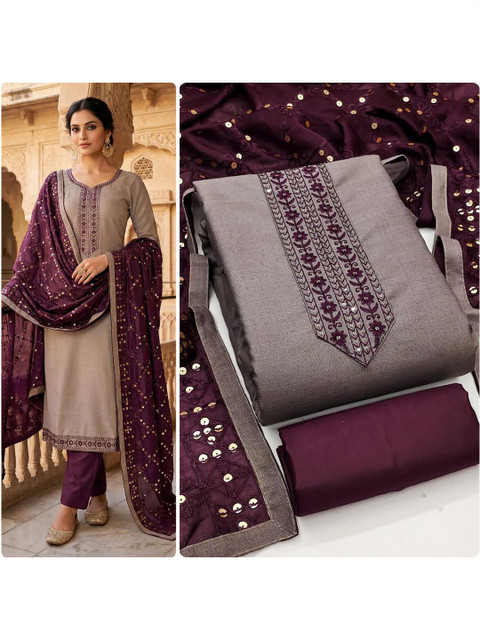 HMP Fashion Embroidered Unstitched Dress Material