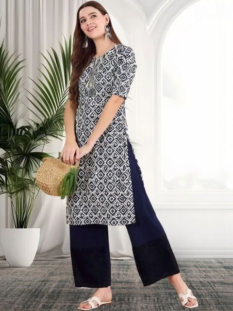 popmantra Women Ethnic Motifs Printed Crepe Kurta - Image 5