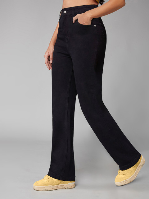 DOLCE CRUDO Women Straight Fit High-Rise Stretchable Jeans