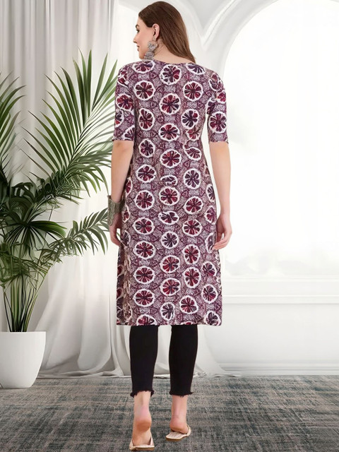 popmantra Women Ethnic Motifs Printed Crepe Kurta - Image 6