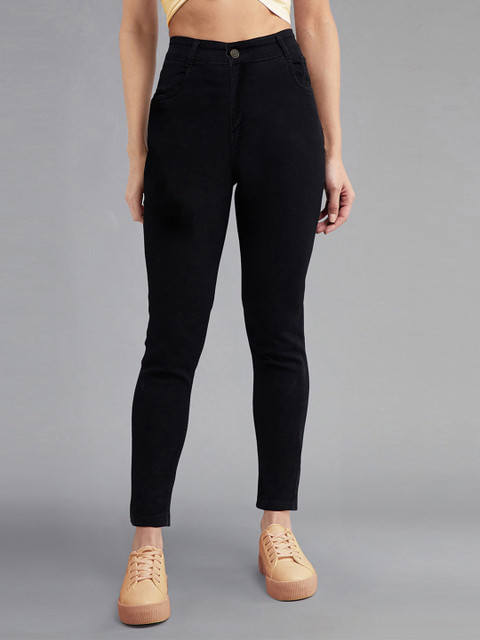 DOLCE CRUDO Women Black Skinny Fit High Rise Clean Look Stretchable Denim Jeans