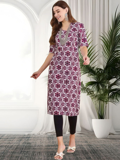 popmantra Women Ethnic Motifs Printed Crepe Kurta - Image 3