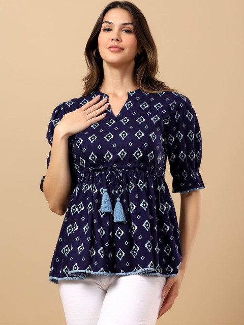 HERE&NOW Geometric Printed Empire Kurti