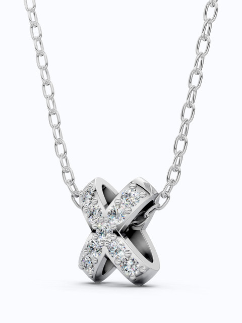 SHOORA DESIGNS 9 K Gold Diamond Pav X Cross Initial Pendant - Image 2