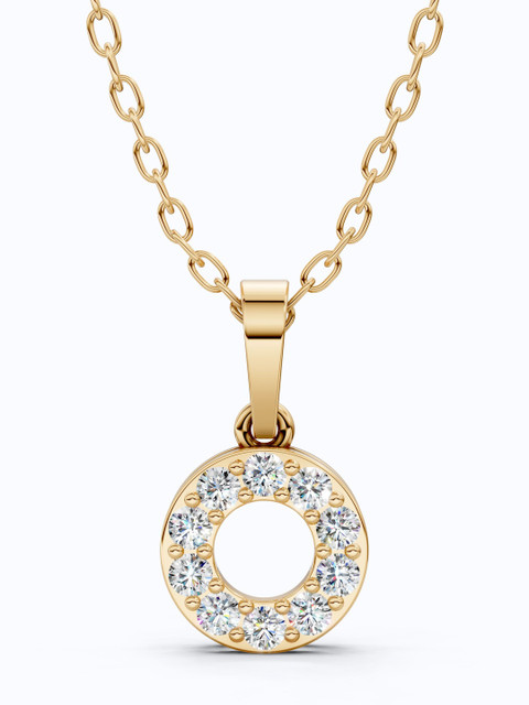 SHOORA DESIGNS 14 KT Gold Open Circle Halo Diamond Wedding Pendant