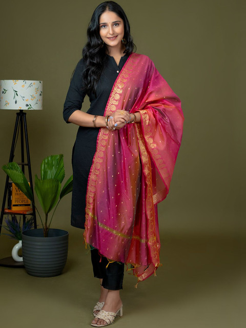 HELLA FASHIONS Ethnic Motifs Printed Dupatta with Zari - Image 3