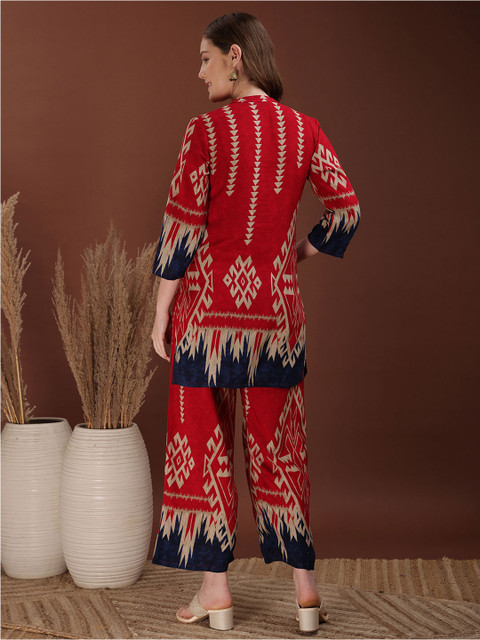 CORSICA Printed Mandarin Collar Tunic & Palazzos Co-Ords - Image 4