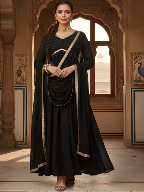 VISOKA Women Thread Work Georgette Anarkali Kurta