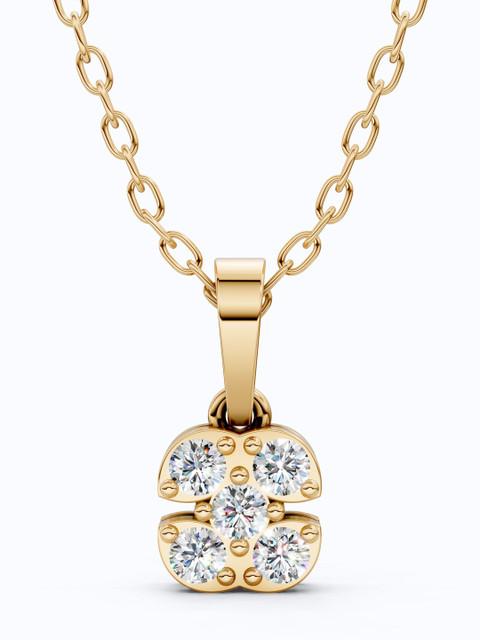 SHOORA DESIGNS 9 K Gold Cluster Diamond Everyday Charm Pendant
