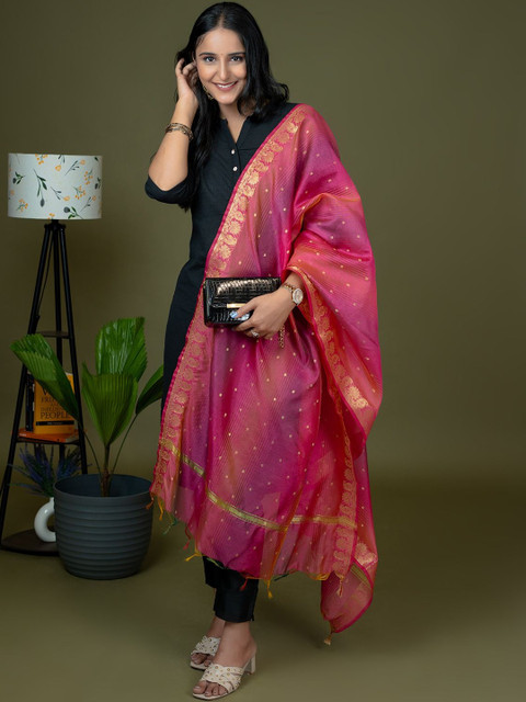 HELLA FASHIONS Ethnic Motifs Printed Dupatta with Zari