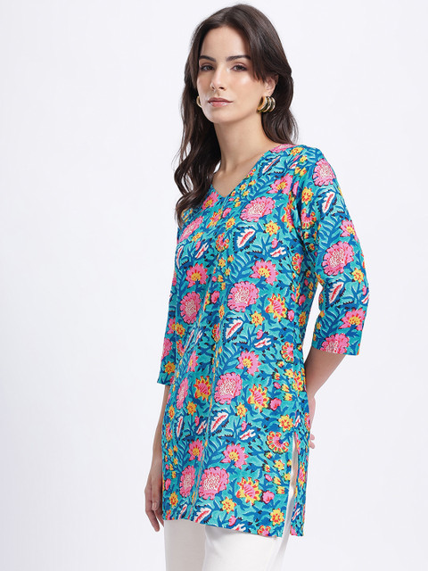 Anouk Rustic Floral Printed V-Neck Straight Kurti - Image 4