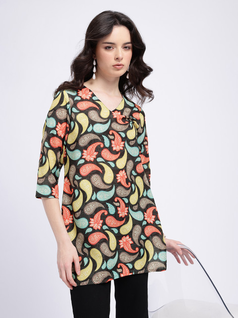 Anouk Rustic Paisley Printed V-Neck Kurti