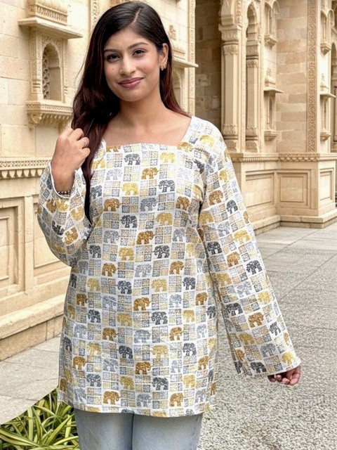 Black Teetar Animal Print Cotton Top