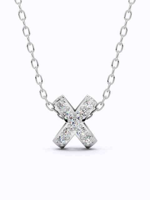 SHOORA DESIGNS 9 K Gold Diamond Pav X Cross Initial Pendant