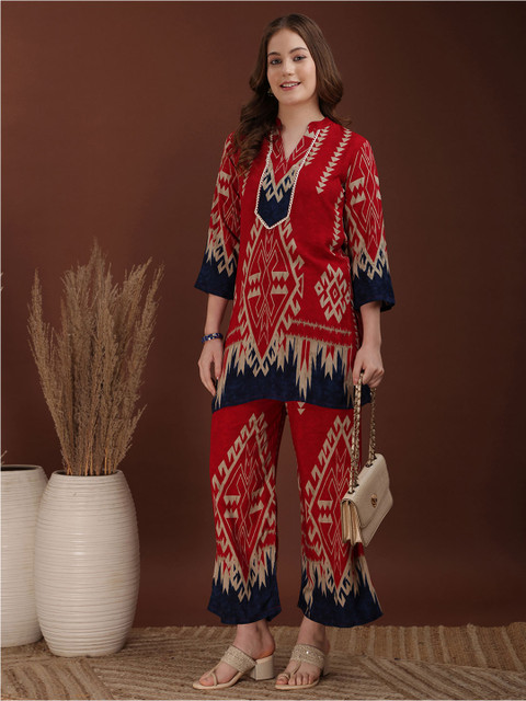 CORSICA Printed Mandarin Collar Tunic & Palazzos Co-Ords - Image 5