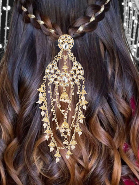 OOMPH Kundan Studded Bun Pin Head Jewellery