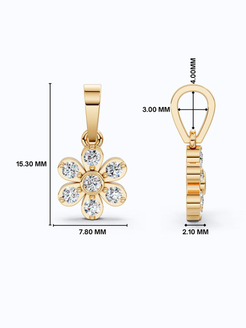 SHOORA DESIGNS 9 KT Gold Daisy Floral Cluster Diamond Pendant - Image 5