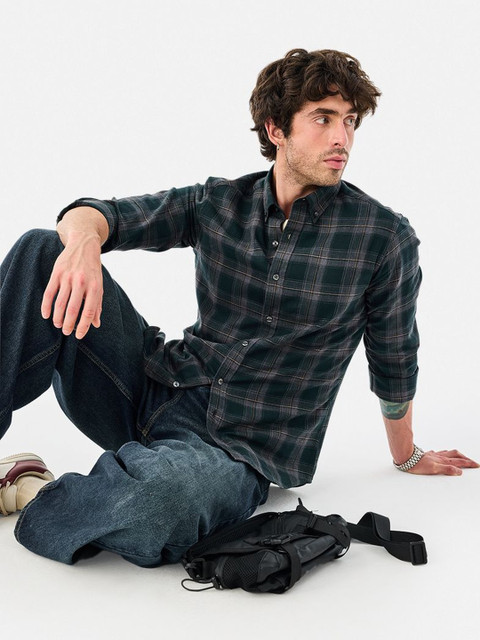 Snitch Men Slim Fit Tartan Checks Checked Casual Shirt