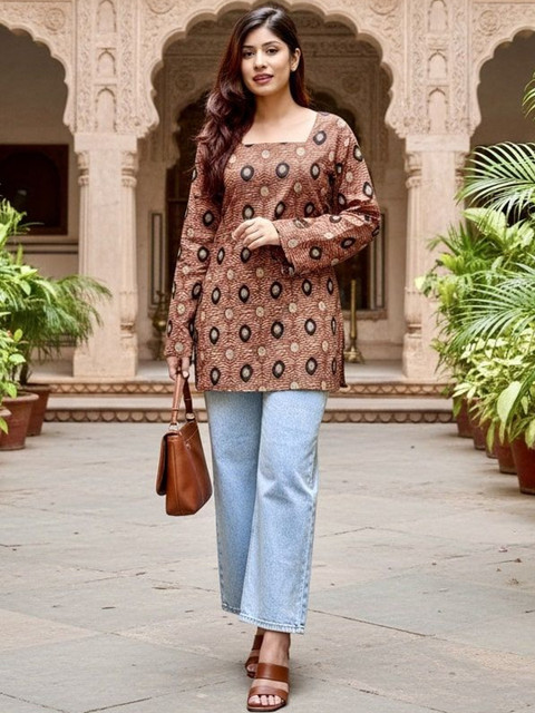 BAESD Geometric Print Cotton Top