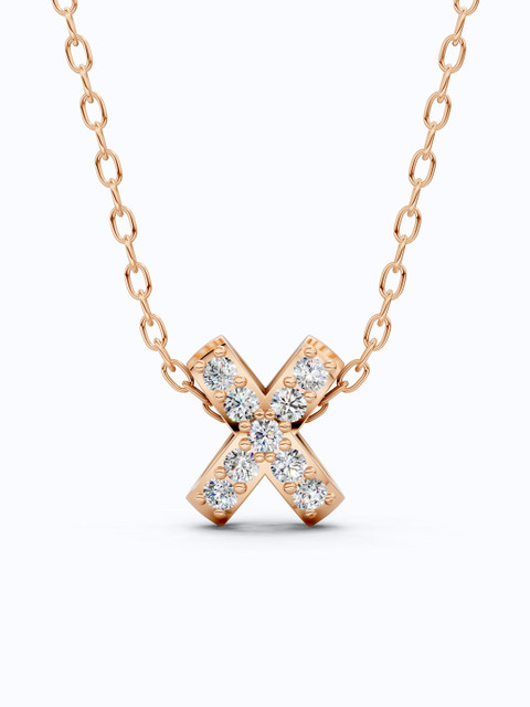 SHOORA DESIGNS 9 KT Gold Diamond Pav X Cross Initial Pendant