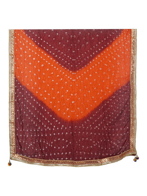 MUFFLY Woven Design Bandhani Dupatta with Gotta Patti - Image 4